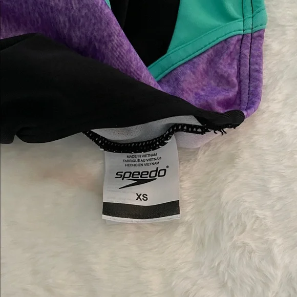 Speedo Black Teal Purple Girls' One-Piece Swim Suit SZ XS  6 - Picture 5 of 5